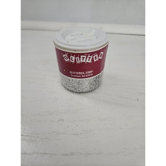 Vintage Glitter Glitterex Corp 2oz Silver Made In USA Open 95% Full - Picture 1 of 7